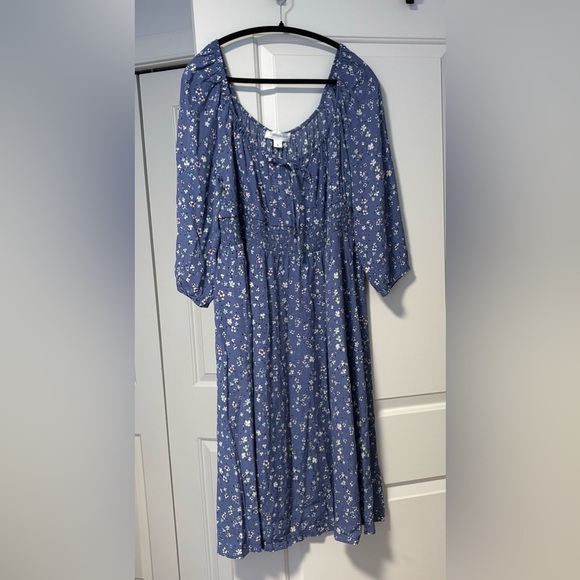 Addition Elle Multicolored Midi Bishop Sleeve Dress - Picture 1 of 6